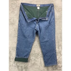 LL Bean Men's Fleece Lined Jeans 42x29‎ Denim Blue Heavy Straight Classic